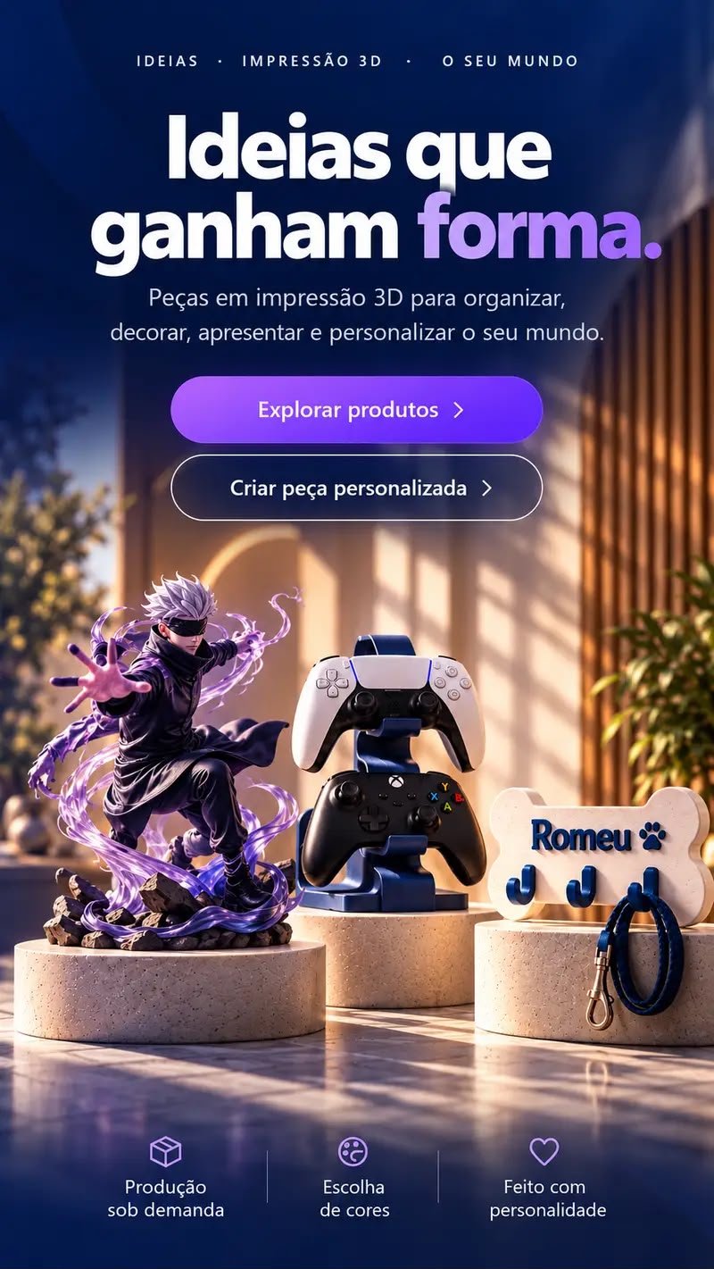 Loja virtual da Word Layers, e-commerce de peças feitas em impressão 3D